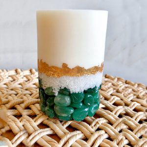 Vela Aromática com Pedra Quartzo Verde